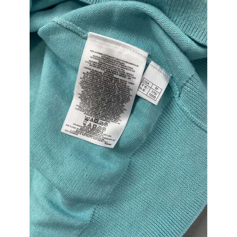 Brooks Brothers‎ Mens V-Neck Sweater Light Blue Supima Cotton Size M Logo Knit